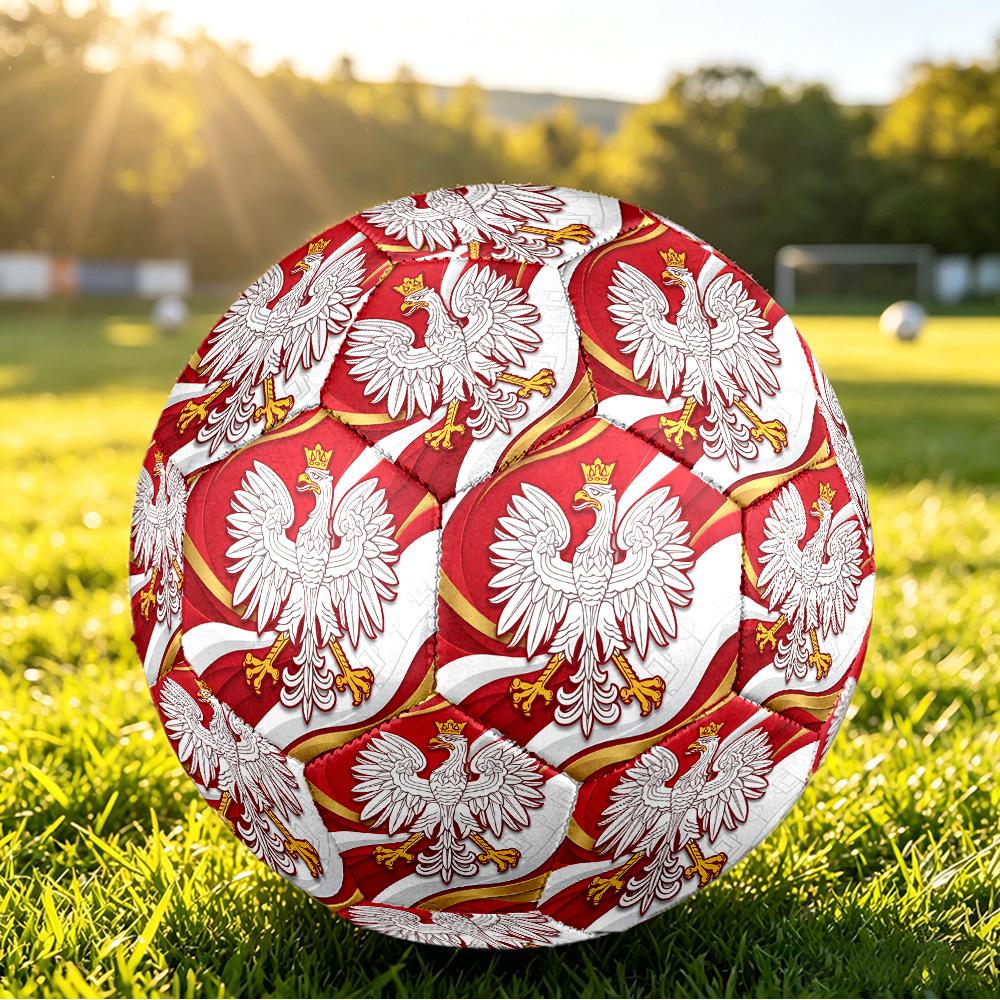 Poland Football Printed Size 5 Soccer Ball Wear Resistant Standard Adult Training Football Fan Gift for Indoor Outdoor Match Sports