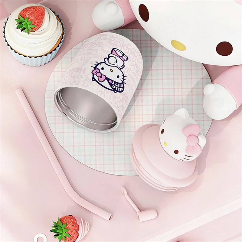 X&W 380ML Hello Kitty Insulated Bottle Stainless Steel Cartoon Beverage Cups Portable Milk Tea Straw Cup with Cute 3D Doll Lid