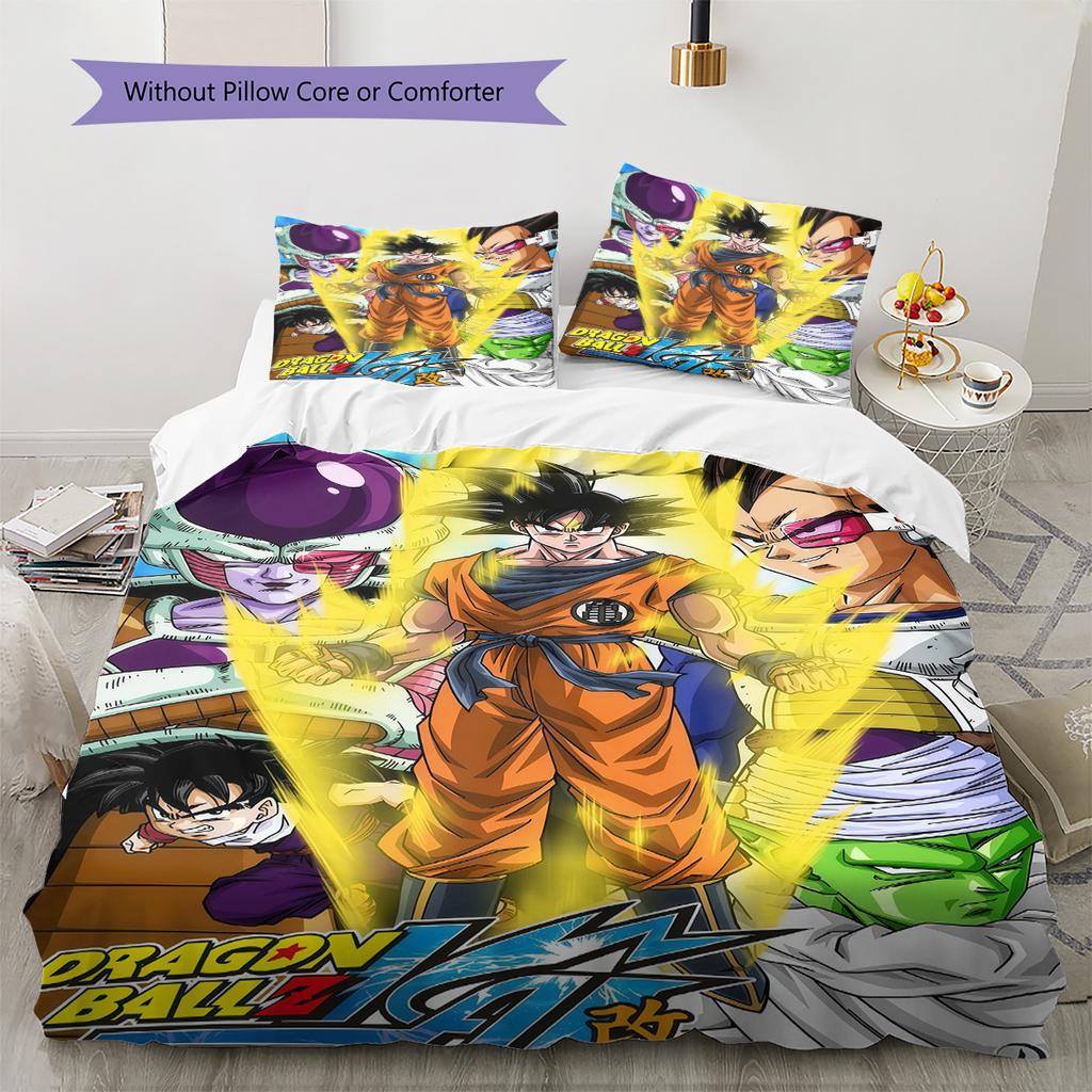 Dragon Ball Otaku Bedding Set HD Print Duvet Cover with Pillowcases Soft Comfortable for Bedroom