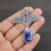 Natural Sodalite Gemstone 925 Sterling Silver Jewelry Designer Pendant 2.48" AJP-2330