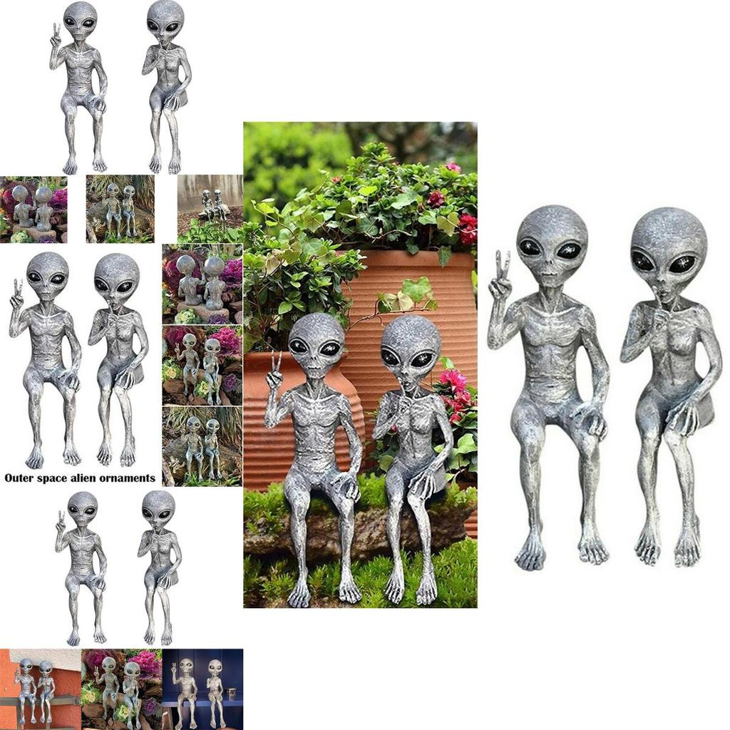 Space Alien Outer Garden Statue Figurine Ornaments Home Yard Sculpture Decor