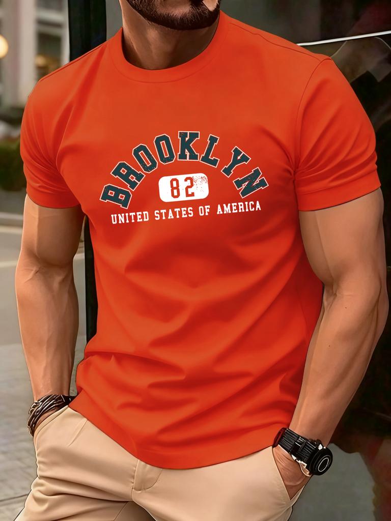 Usa Brooklyn 82 United Print Men TShirts Summer ONeck Retro T Shirt Cotton Loose Short Sleeve Basics Street Fashion Sportswear