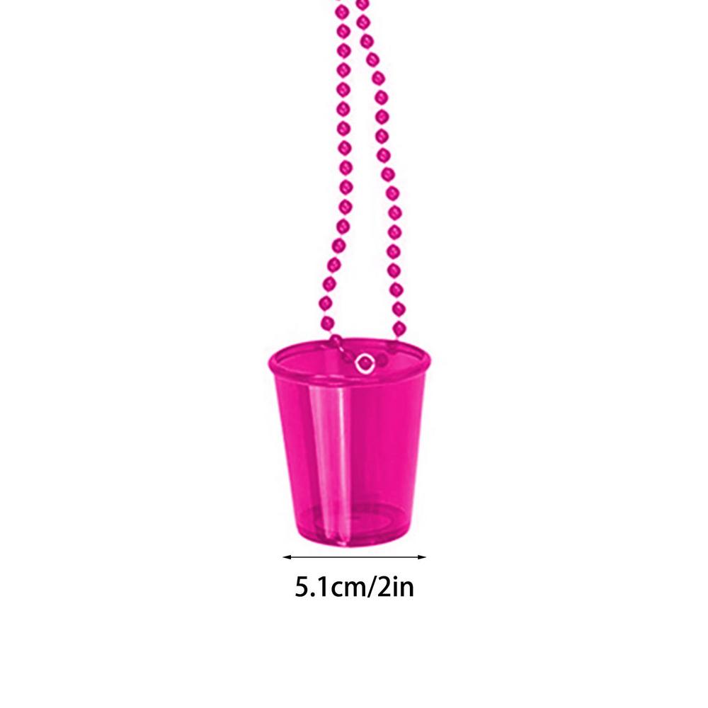 12 Pcs Bridal Shot Glass Chain Bead Necklace Small Wine Glass Game Props Bachelor Party Necklace Bridal Shower Decorations
