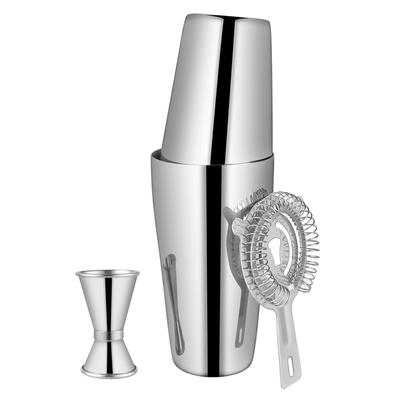 4-teiliger Boston-Shaker, 550 ml/750 ml, Edelstahl 304, Cocktail-Shaker, doppelseitiges Jigger-Sieb-Set, Bar-Werkzeug-Zubehör