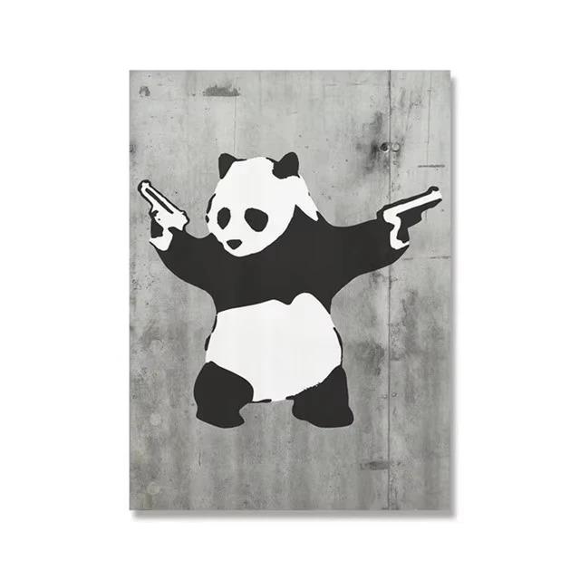 Graffiti Artwork Canvas Painting Prints Wall Art Pictures Girl with Red Balloon Black White Posters Nordic Home Decor