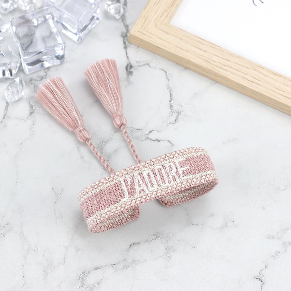 J'adore Bracelet: Embroidered Letter Tassel Wristband for Women & Couples
