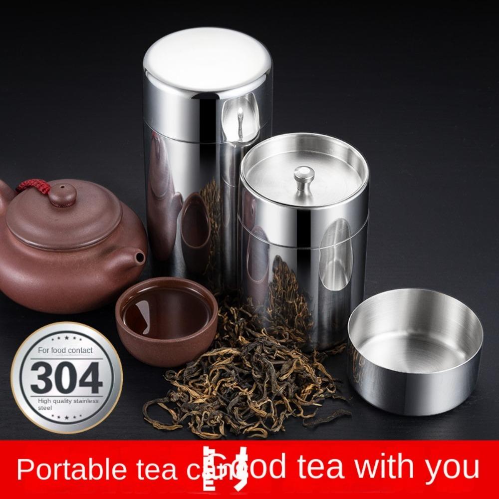 Hiqh Quality Stainless Steel Tea Tin Large Capacity Moisture-proof Tea Jar 400ml/550ml Storage Box for Home&Travel