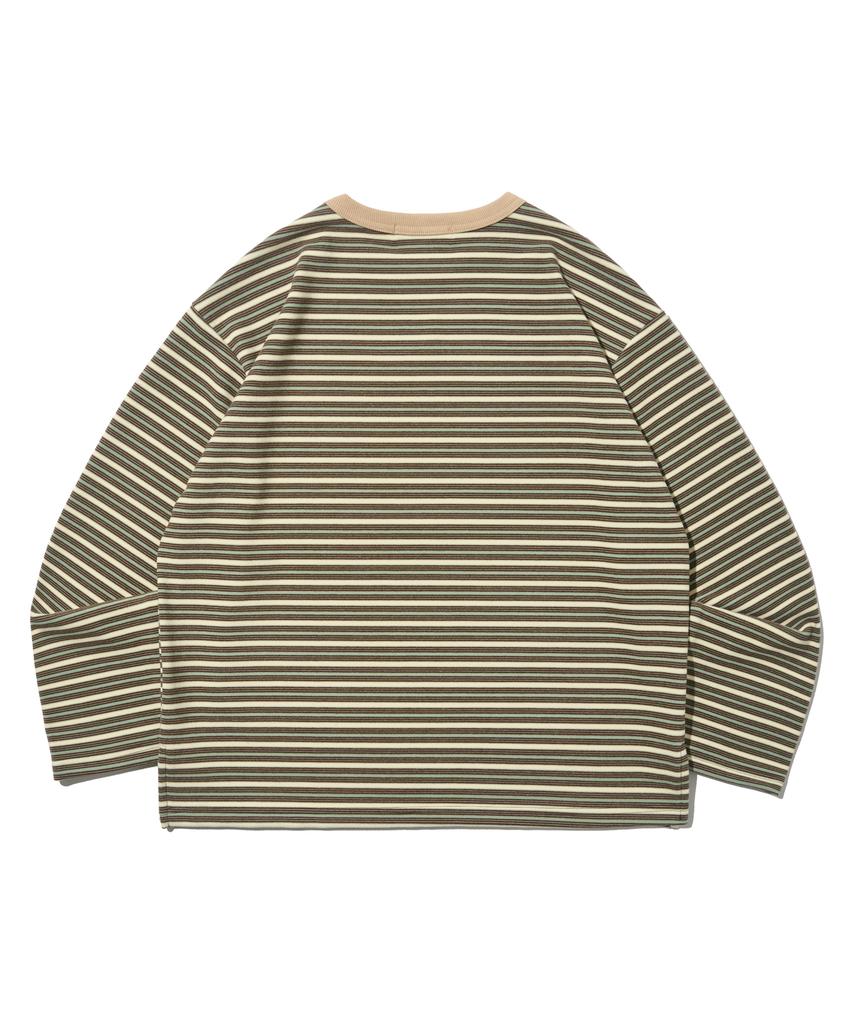ROIDESROIS Gestreiftes Lagen-Langarm-T-Shirt (khaki)