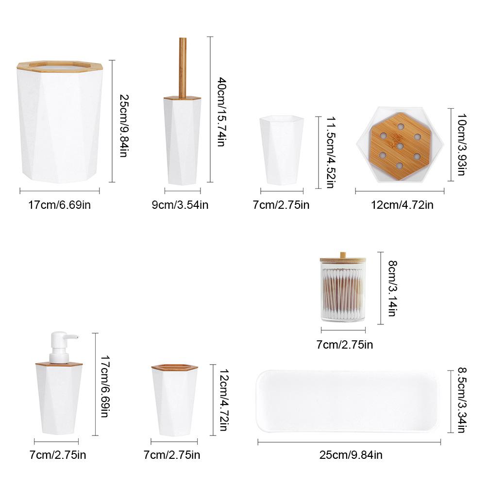 8-teiliges Badezimmer-Set mit Becherhalter, Seifenspender, Mülleimer, Bürste, Badezimmerzubehör mit Seifenschale, Spender, Mülleimer, Toilettenbürste
