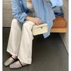 ~ Square head hollow knitting one-word belt versatile soft surface light mouth single shoes women