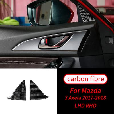 Mazda 3 Axela 2017-2018 için 2 ADET Gerçek Karbon Fiber Kapı Pencere Conner Kapak Etiket Trim Araba İç