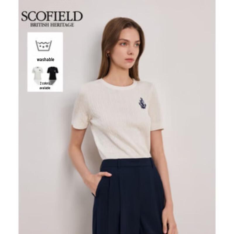 

Женский свитер Scofield с вышивкой, кабельной вязки, с коротким рукавом M (165)