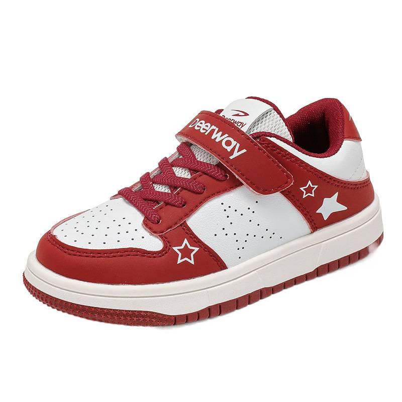 Delhui breathable classmates children's board shoes 2025 spring and autumn models leather lightweight boys and girls student version sports board shoe