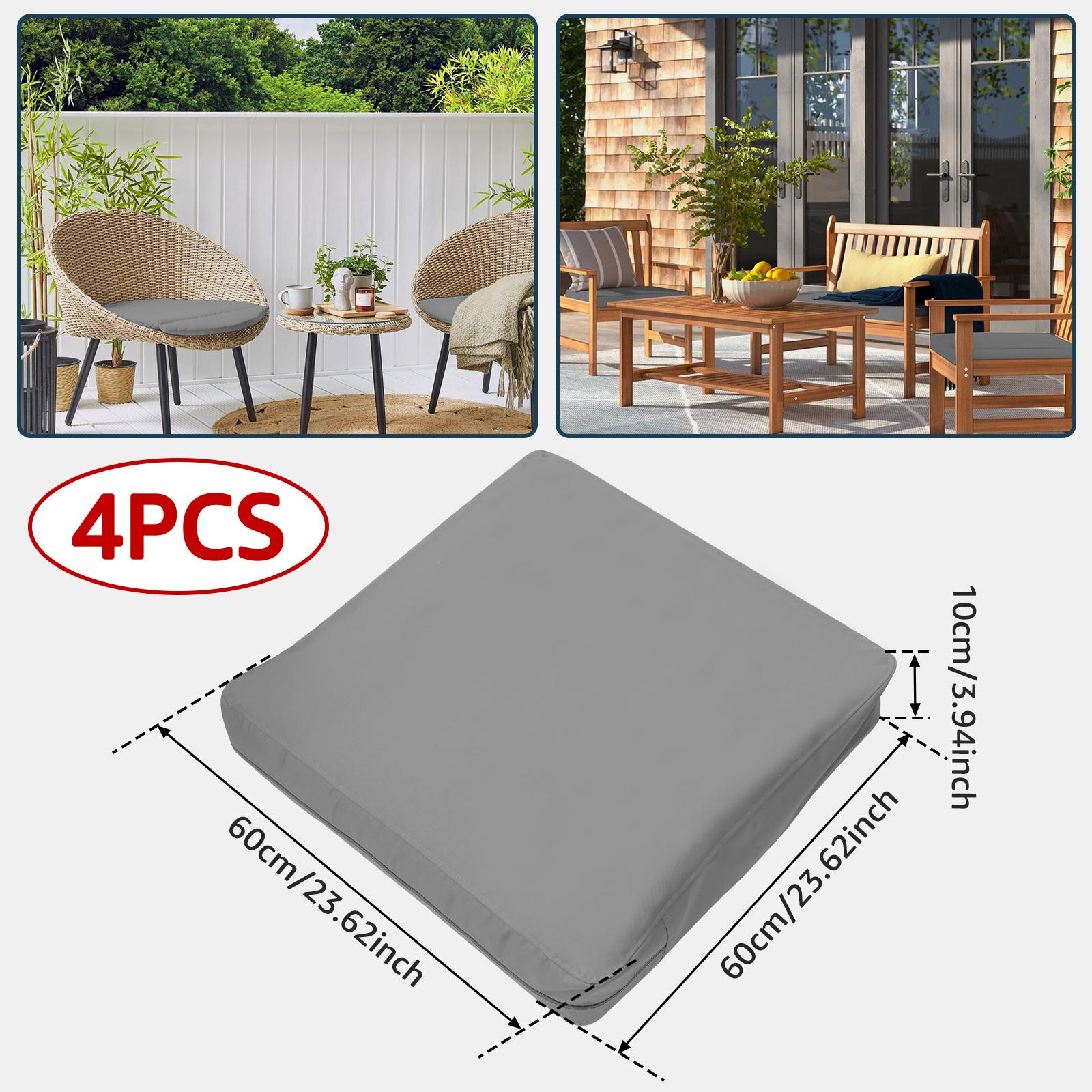 

4 шт. чехлы для подушек для патио 23x23x4 водонепроницаемые сменные чехлы для подушек сидений чехлы для уличного кресла-дивана из ротанга 60cm X 60cm светло-серый