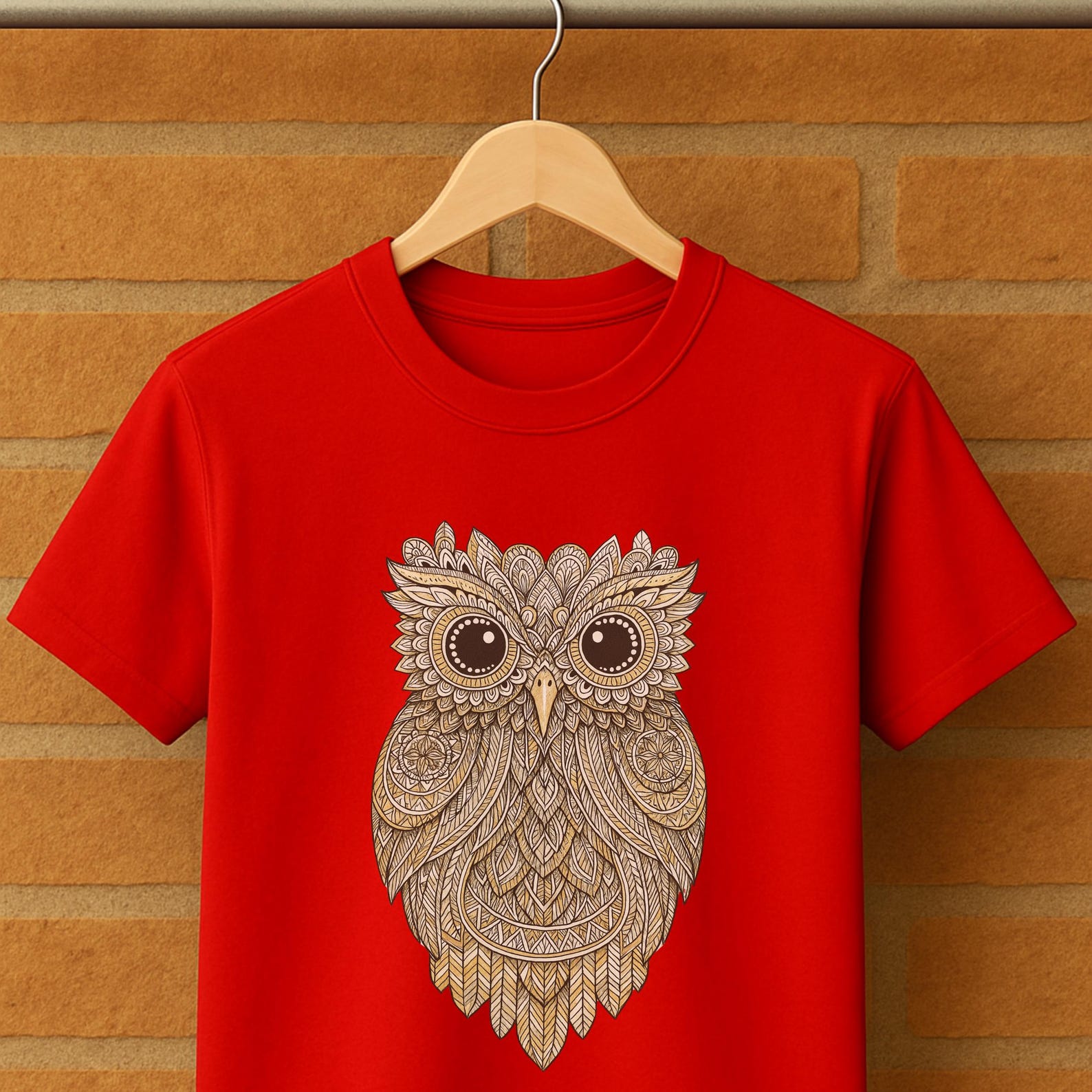 Ornamental Owl T-Shirt – Boho Animal Shirt – Vintage Woodland Graphic Tee – Mystical Nature Shirt – Gift for Owl Lover 3XL