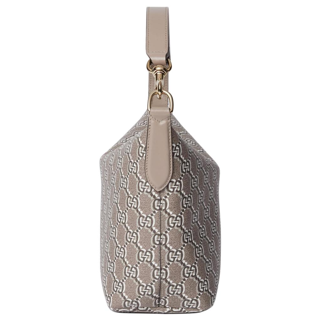 Gucci Geantă Hobo de Umăr din Pânză GG Bej Abanos Accesorii Aurii Finisaje din Piele Geantă de Mână Crossbody pentru Femei Navetă Zilnică Călătorii Cumpărături 795059-FADM0-9551