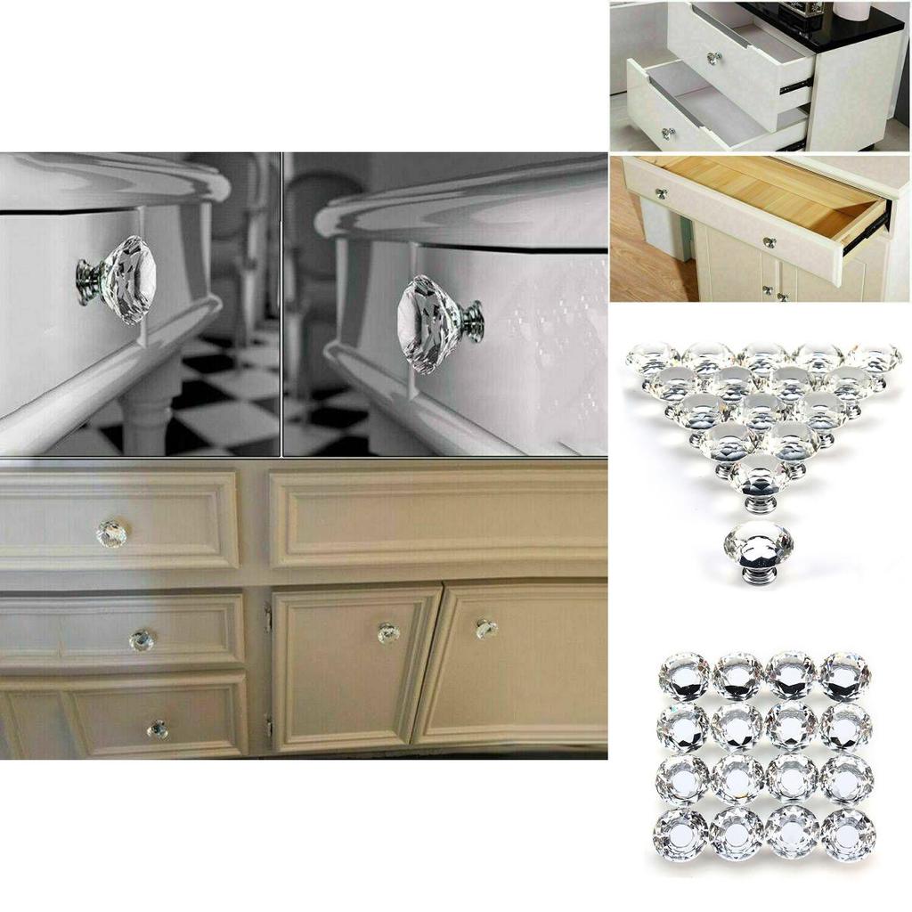 Luxurious 30mm Clear Crystal Drawer Knob For Cupboards And Wardrobes 1 Piece