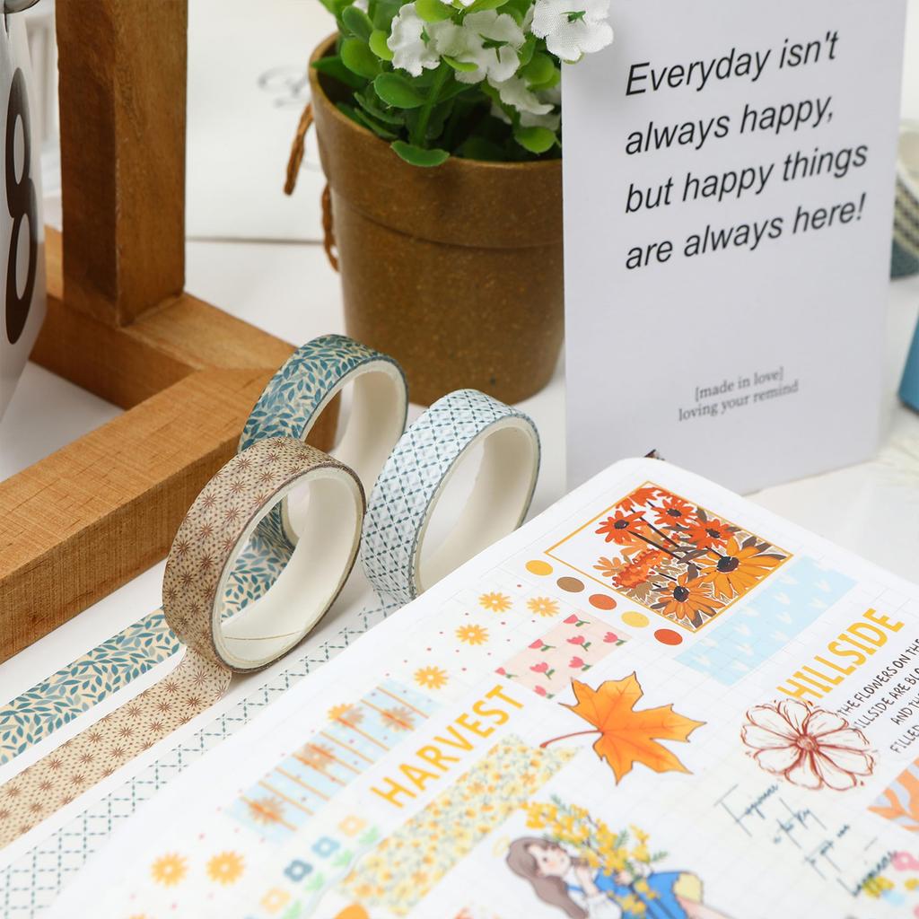 YUBX Abdeckendes Basis-Muster Washi-Tape Retro Geometrisch Dünn DIY Geschenk- und Geschenkdekorations-Tape, 60-teiliges Set, Kollektion, Eleganz, Streifen, Basteln,