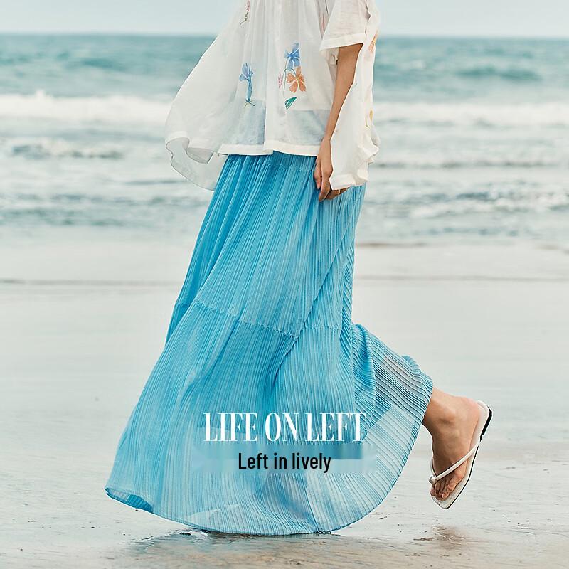 Women's Pleated Draped A-line Midi Skirt