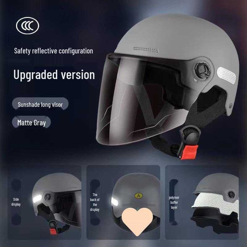 New National Standard Smiley Electric Motorcycle Helmet with Sun Protection