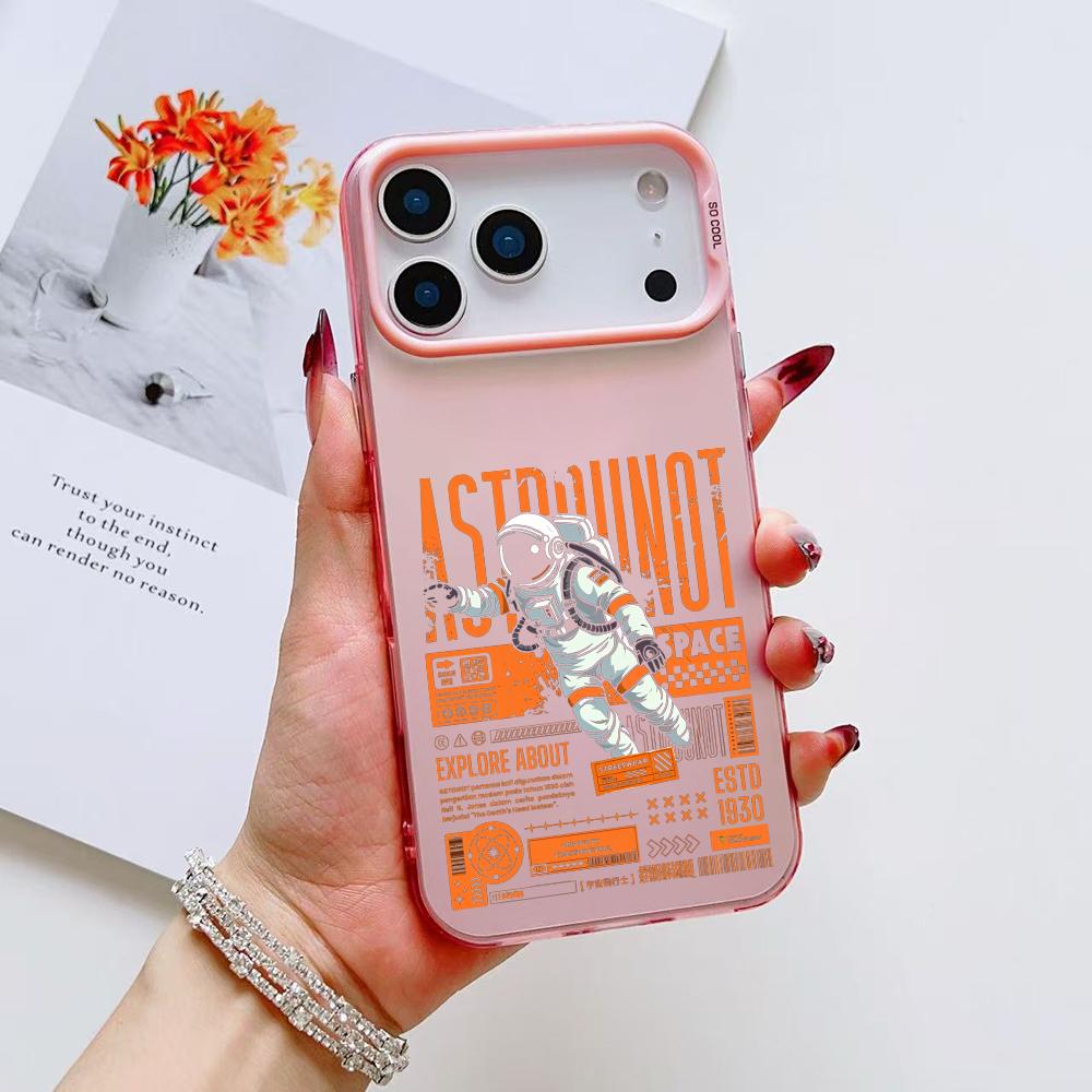 Cool Astronaut Cartoon Phone Case For iPhone 17 16 15 14 13 12 11 Pro Max Air Matte Laser Aurora Shockproof Funda