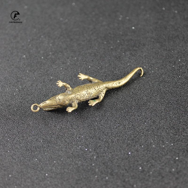 Antique Bronze Small Crocodile Statue Home Ornaments Retro Copper Animal Alligator Figure Feng Shui Business Decorations Crafts