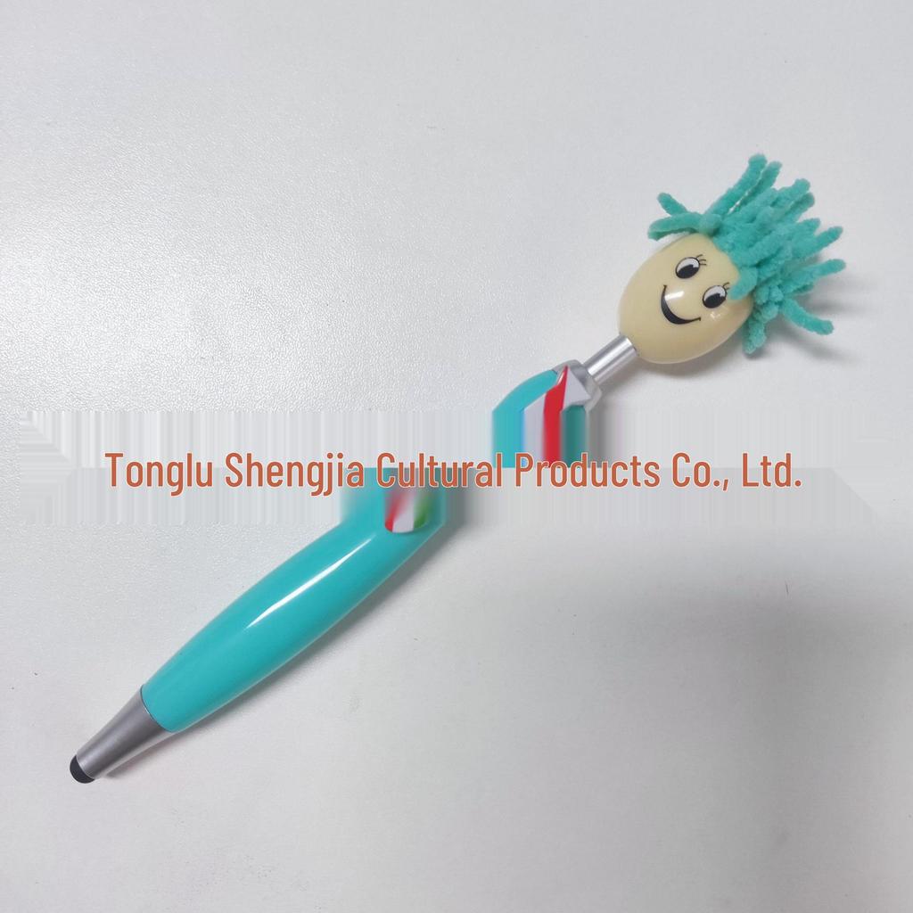 Christmas Cartoon Plush Doll Smiley Face Ballpoint Pen