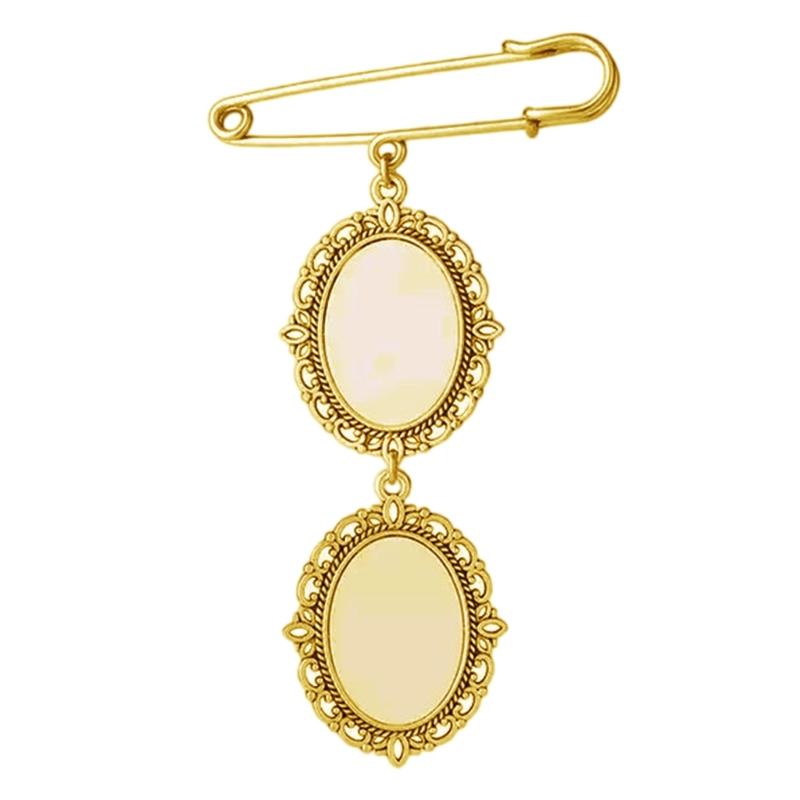 Elegant Golden Photo Brooch Pin for Memories for Hat Shirt Lapel Golden Picture Brooch Memorial Boutonniere