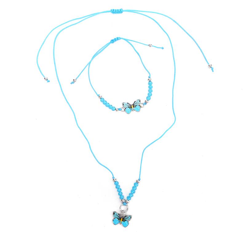 Ladies Butterfly Pendant Necklace Bracelets For Women Beads Necklace Choker Accessories Jewelry Gift