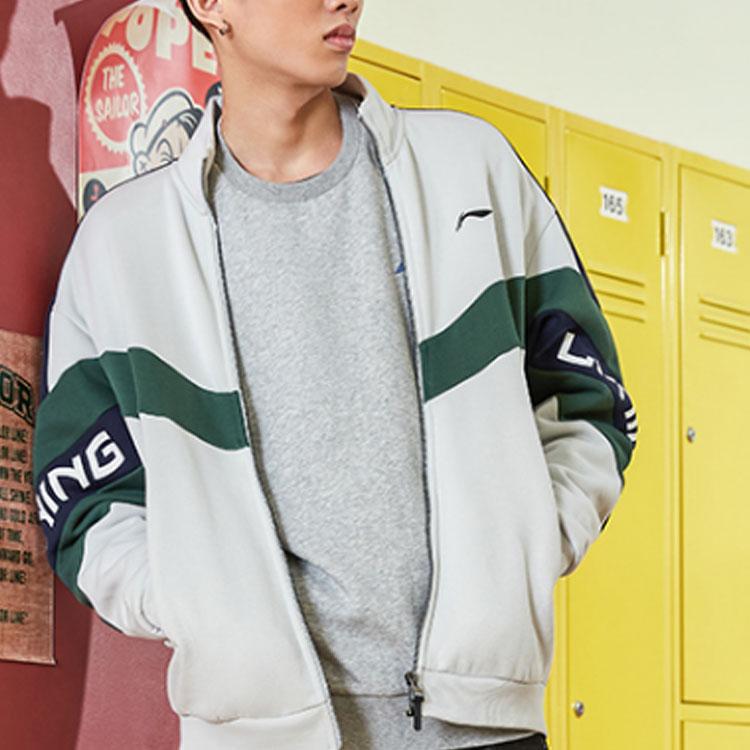 Li Ning Logo Casual Stand Collar Sports Jacket Unisex Jacket Micro-Crystal-Gray AWDPA41-10