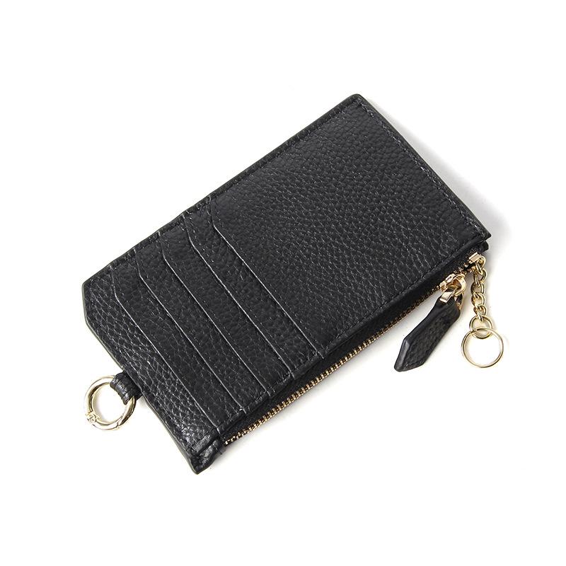 Women's Genuine Leather Card Holder Wallet with Zipper, Multi-Card Slots, Coin Purse, and ID Holder