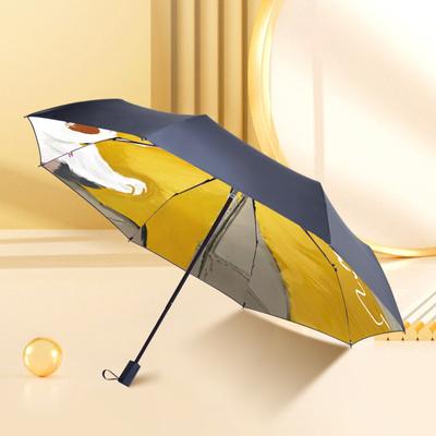 Regenschirm mit Zeichentrick-Animation, schwarze Beschichtung, UV-beständig, winddicht, süßer Strandschirm für Liebste, Innenaufdruck Katze