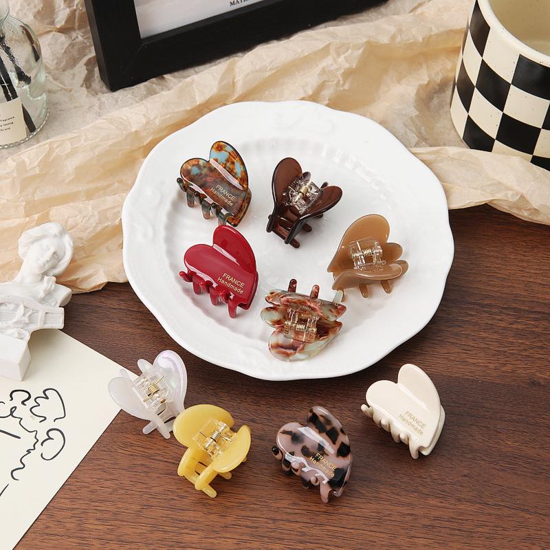 French Acetic Acid Love Hairpin Female Head Half Tie Hair Small Grab Clip Temperament Hairpin Shark Clip Headdress
