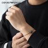 Armani Cuban Link Black Beaded Pendant Bracelet Men Bracelet EGS2978040