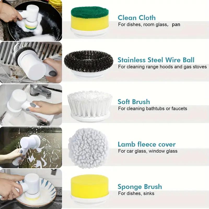 Electric Spin Scrubber,Bathroom Cleaning Brush Power Scrubber with 5 Replaceable Brush Heads, Electric Cleaning Brush