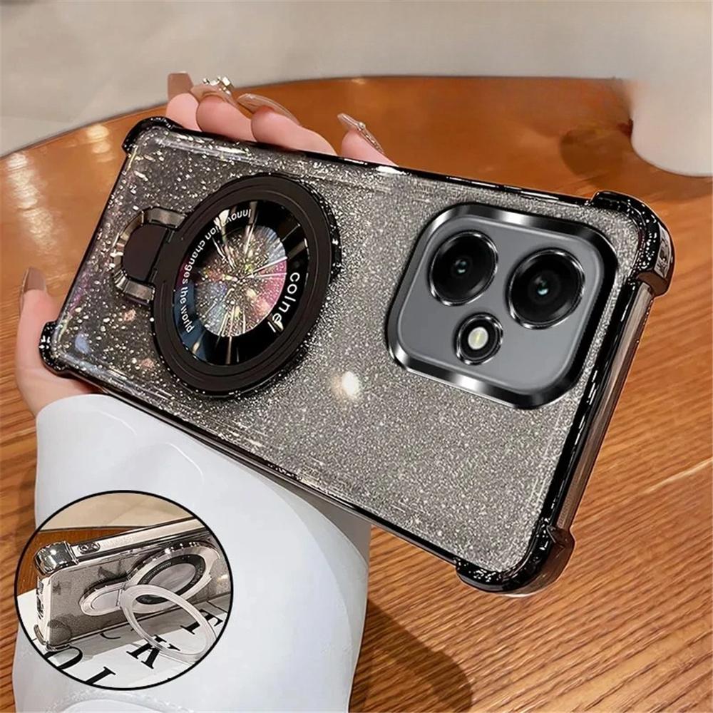 Glitter Shockproof Phone Case For Honor 400 Lite 200 Pro 200 300 100 90 80 70 60 50 SE Magnetic Bracket Holder Bumper Soft Cover
