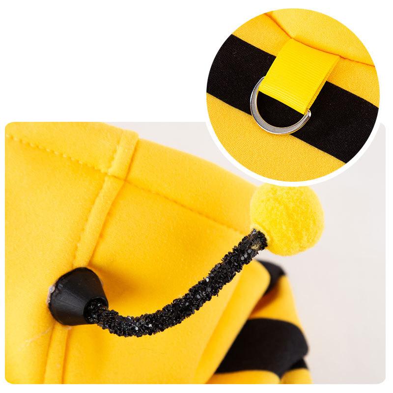 Autumn Winter Cat Hoodies with D-Ring Soft Cute Bee Cosplay Pet Sweater for Small Medium Dogs Cats Warm Puppy Kitten Coat Pet Costume