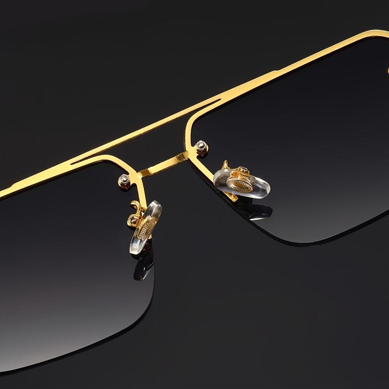 Luxury Frameless Fashion Glasses for Men and Women, Imitation Wood Grain Temple Tips, Perfect Choice, Versatile Comfortable