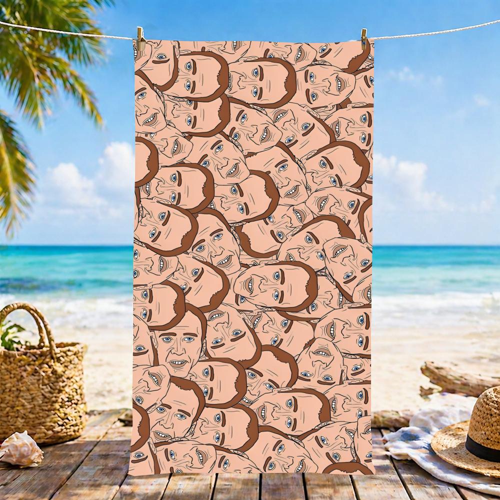 N-Nicolas Cage Towel Microfiber Beach Towel, Quick-Dry, Sand-Free, Ultra-Fine Fiber, Super Soft.