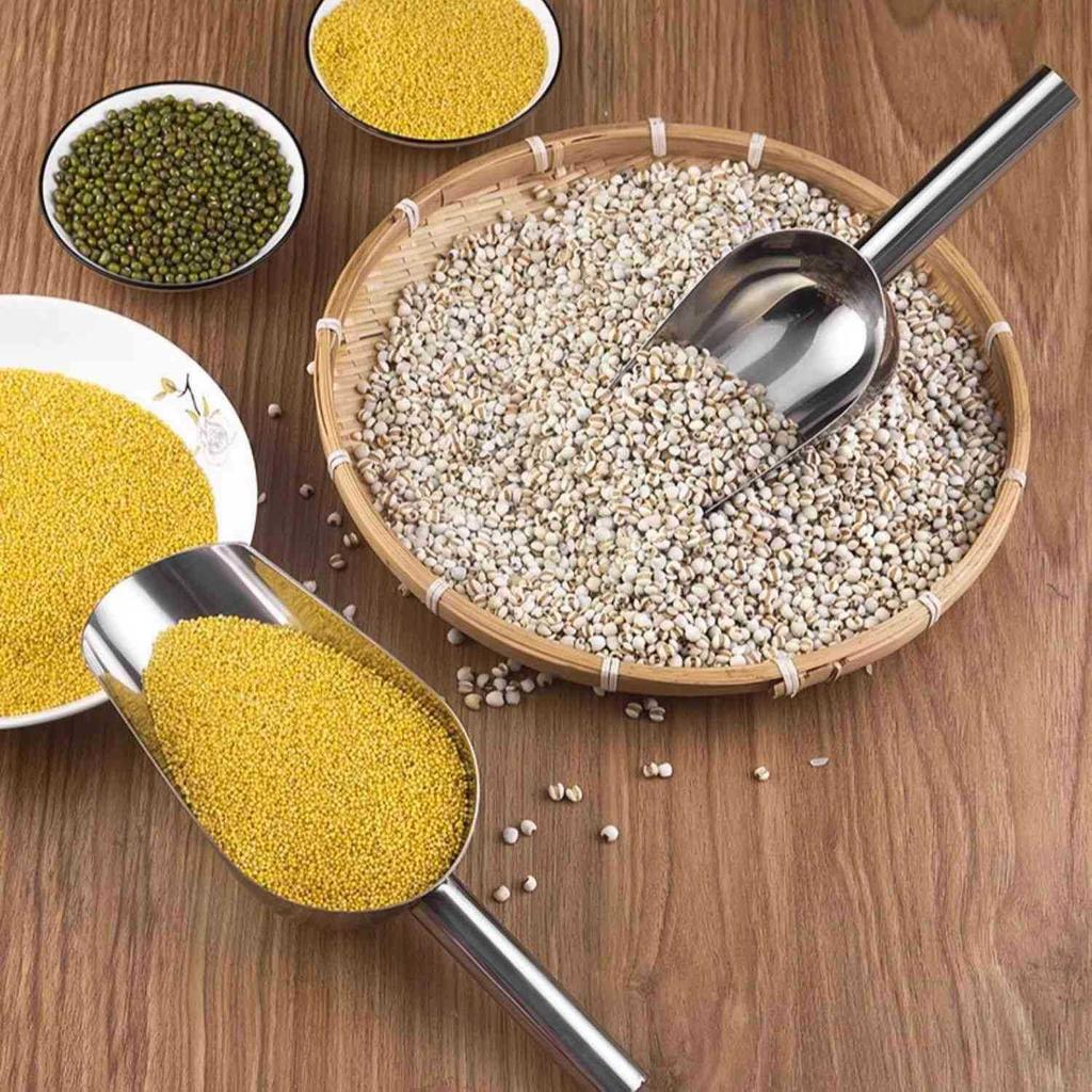 Popcorn Flat-bottomed Spatula Mixed Grains Sugar Flour Soybeans Tea Food Multi-purpose Spatula Thick Ice Spatula Stainless Steel Spatula