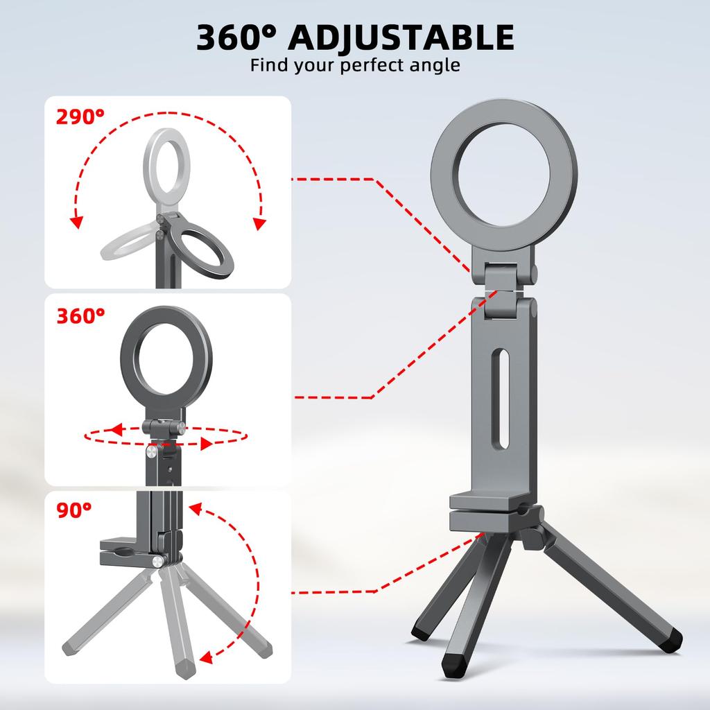 Magnetische Flugzeug-Handyhalterung Universal Reise Schreibtisch Handyhalter Ständer Faltbar 360° Drehung Selfie-Stick Handyhalterung