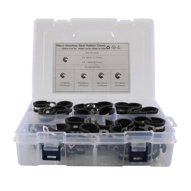Upgraded Wire Clamps Assortment Kit Stainless Steel 304 Rubber Cushion Cable Clamps Pipe Clamp Set for Wiring Lines 1