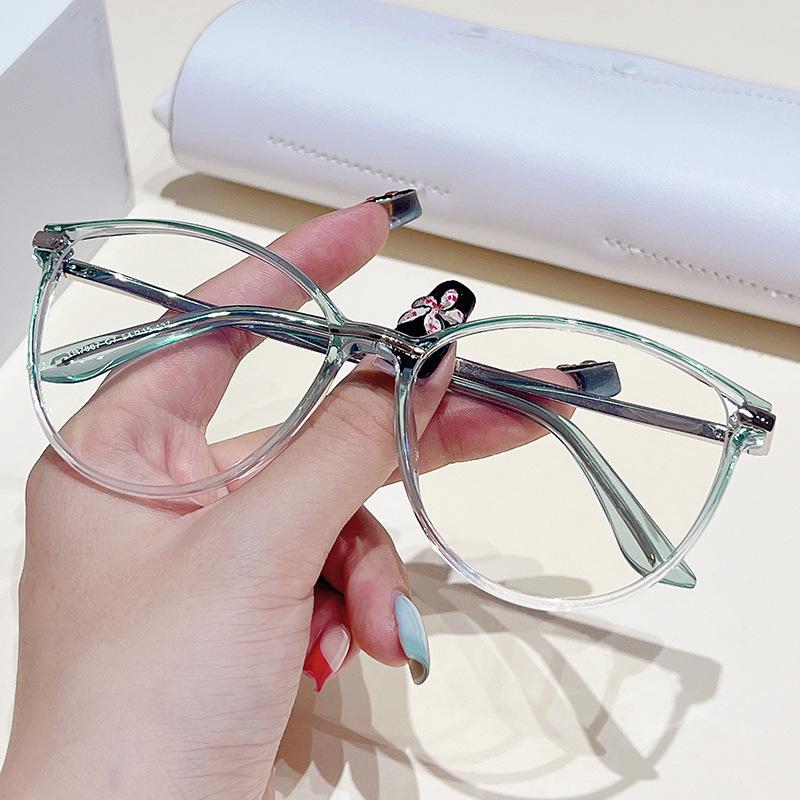 

TR90 High-end Myopia Glasses Women Anti-blue Lightweight Nearsighted Eyeglasses Graceful Transparent Green Cat-eye Glasses For Distance Vision No Blue Light 0
