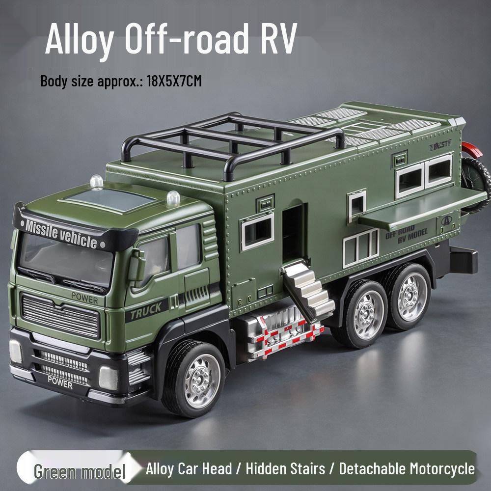 Children s Off-Road RV Toy with Inertial Alloy Truck and Motorcycle