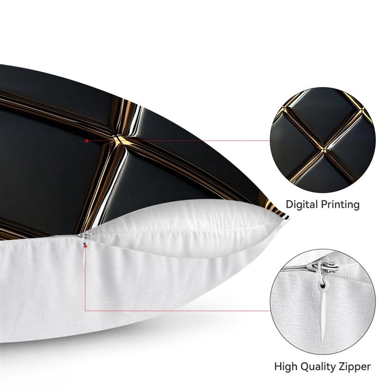 1 Stück Schwarz-Gold karierte Kissenbezüge Polyester Geheimnisvolle Party-Kissenhülle für Sofa Stuhl Bett Auto Party Tischdekoration