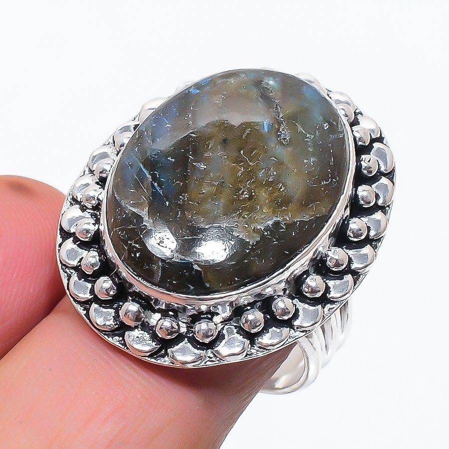 Labradorite Gemstone 925 Sterling Silver Jewelry Ring Size 8