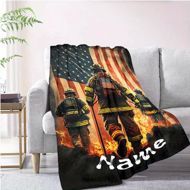 Firefighter Customize Your Name Blanket Warm Comfortable And Soft Blankets Are Suitable For Home Chairs Office Sofas Sofas Office Camping And Gifts