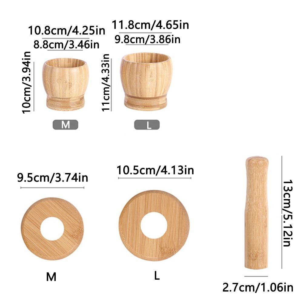 Premium Bamboo Wooden Mortar and Pestle Set Effortless Grinding Garlic Masher  Garlic Crushing