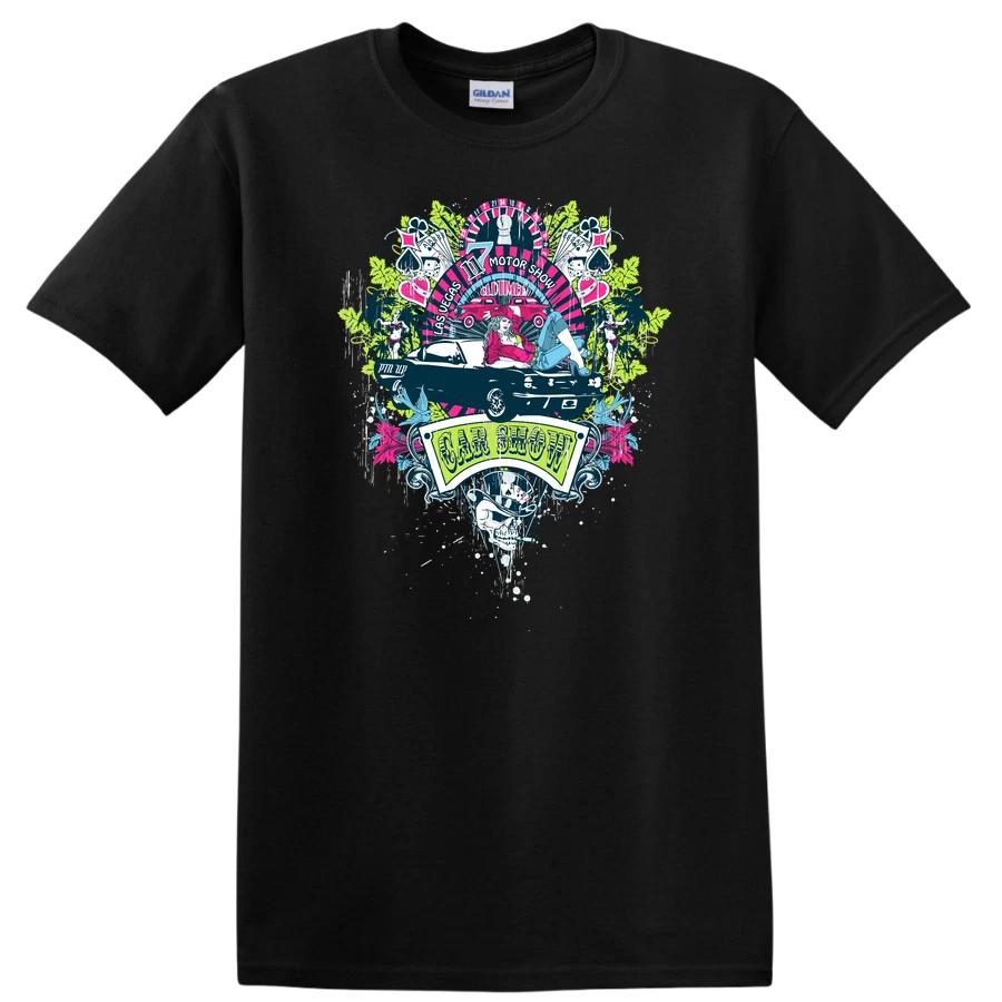 Car Show T Shirt Vintage Las Vegas Motor Show Pin Up Tee Classic Design S
