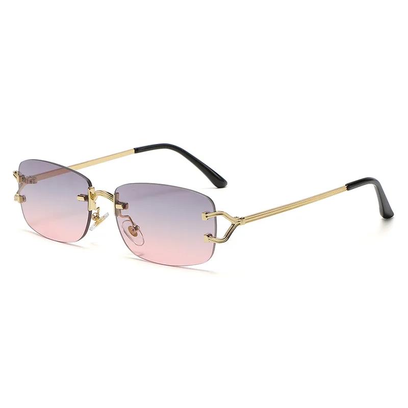 New Small Narrow Rimless Sunglasses Fashion Frameless Rectangle Tinted Lens Eyewear 90s Glasses designed for ladies Men